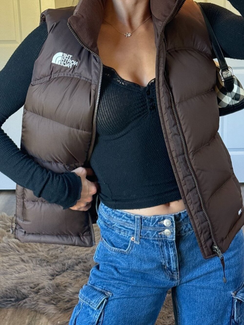 The North Face 1996 Retro Nuptse 700 Goose Down Puffer Vest Womens S Brown - Picture 3 of 13
